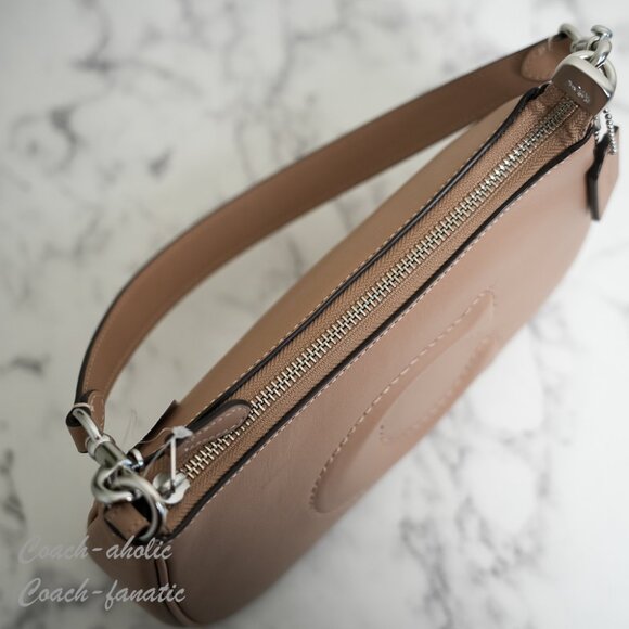 NWT Coach CR099 Teri Smooth Leather Crossbody Bag Purse in Silver/Taupe - Picture 9 of 11